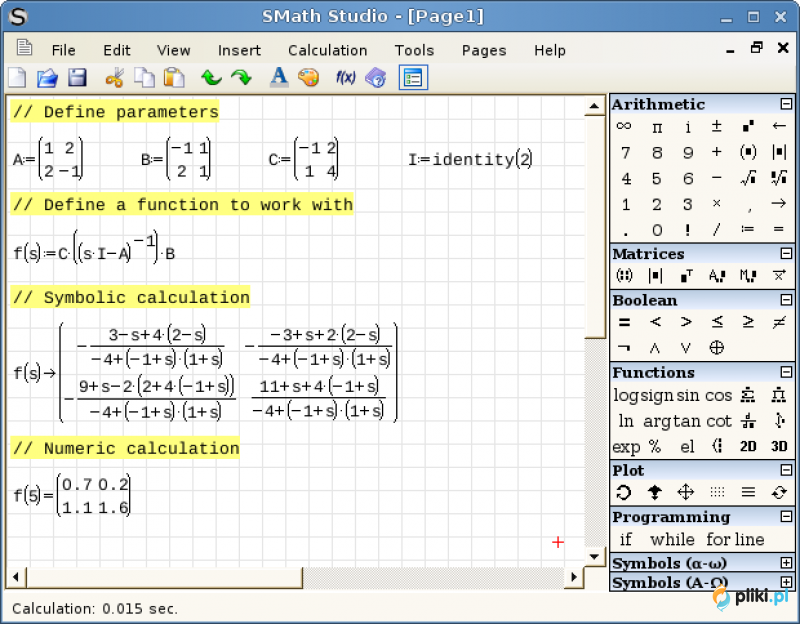 Миноры в SMATH Studio. Приложение SMATH Studio. Решение системы уравнений в SMATH Studio. Математические программы.