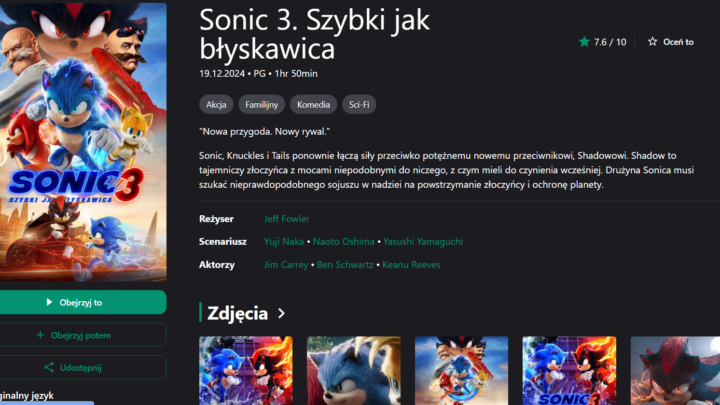 Sonic 3 Szybki jak błyskawica film online