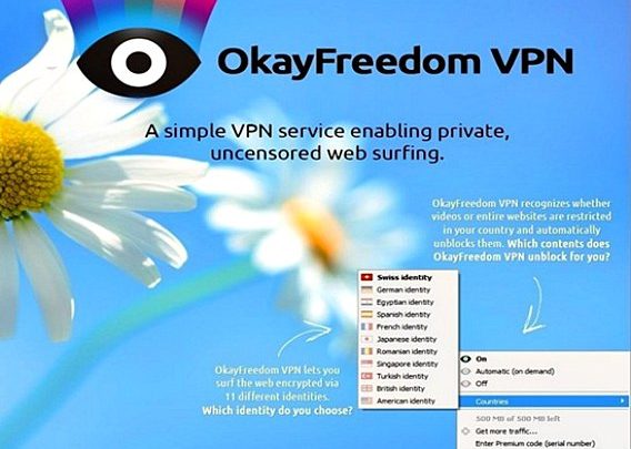 OkayFreedom VPN Free program do zmiany IP