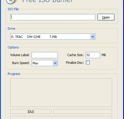 Free ISO Burner program do nagrywania obrazu płyty